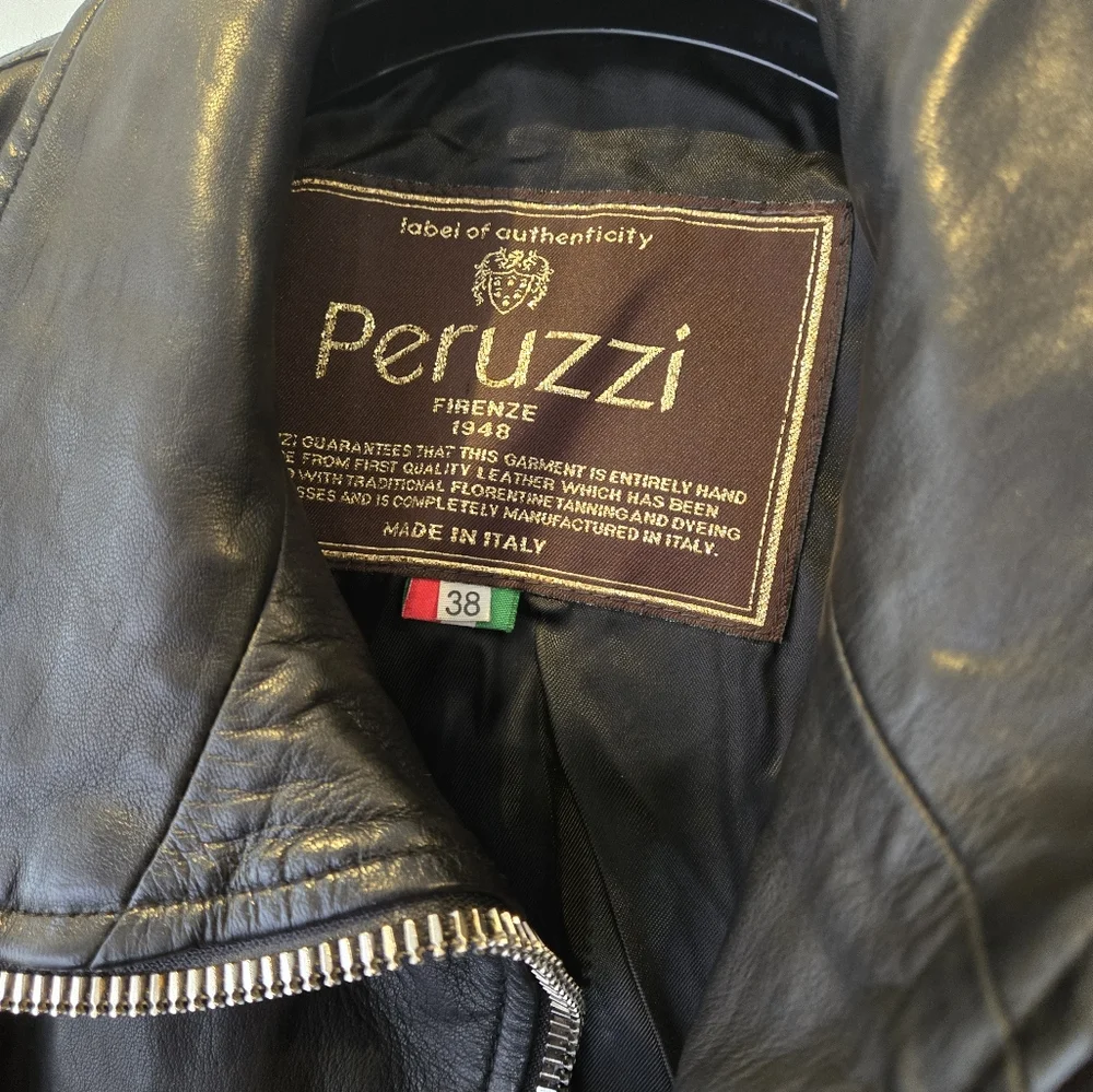 Peruzzi Leather Moto Jacket Size 38 - Picture 5 of 11